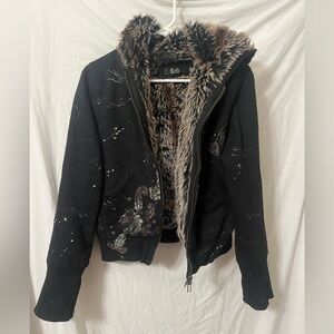 Cello Black Jacket with Faux Fur Lining